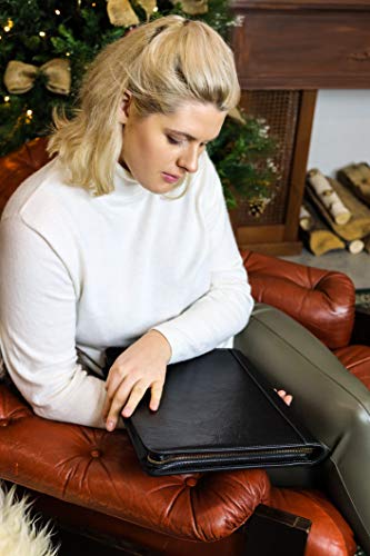 Leather Portfolio Document Folder Handcrafted Case Black Time Resistance