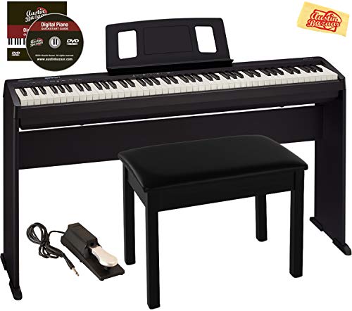 Roland FP-10 Digital Piano Bundle with Furniture Stand, Bench, Sustain Pedal, Austin Bazaar Instructional DVD, and Polishing Cloth