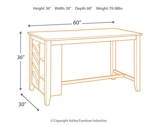 Signature Design By Ashley - Rokane Rectangular Dining Room Counter Table w/Storage - Casual Style - Brown