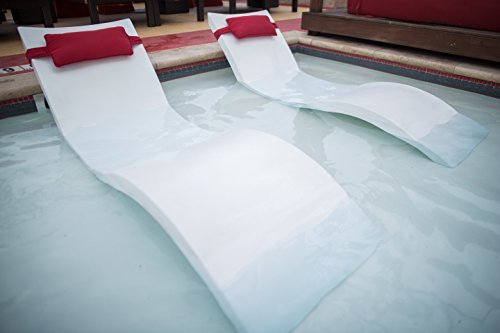 Ledge Lounger Signature in-Pool Chaise for 0-9 inch Water Depths (Set of 2, White)