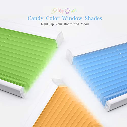 Cordless Pleated Window Shades, Free Stop Custom Made Any Size from 20-78inch Wide Light Filtering UV Protection Red Window Blinds, 66" W x 96" L