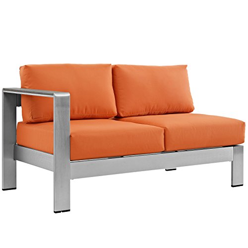 Modway Shore 6-Piece Aluminum Outdoor Patio Sectional Sofa Set in Silver Orange