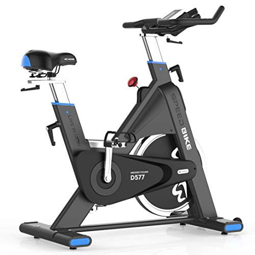 L NOW Indoor Cycling Bike Indoor Exercise Bike Stationary- Belt Drive with 44LBS Stable Flywheel,Heart Rate and LCD Monitor Commercial Standard for Home Cardio (LD577) (Blue)