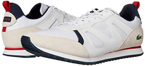 Lacoste Men's Aesthet Sneaker, White/Navy/Red, 9.5 Medium US