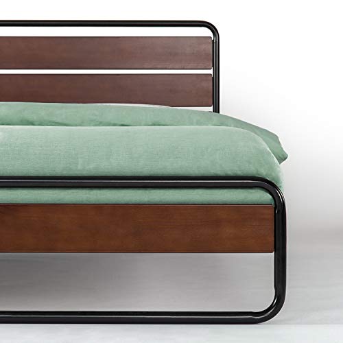 Zinus Therese Metal and Wood Platform Bed with Wood Slat Support, Full