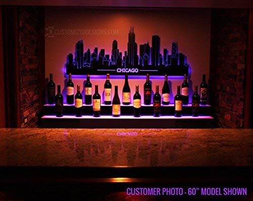 Customized Designs 48" 2 Tier Back Bar Liquor Display Shelves - Home Bar Lighting