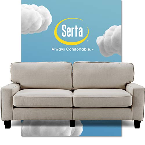 Serta Palisades Upholstered Sofas for Living Room Modern Design Couch, Straight Arms, Soft Fabric Upholstery, Tool-Free Assembly, 78", Light Gray
