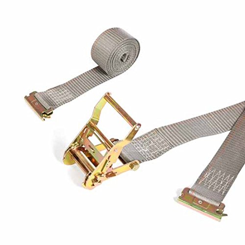 20 E Track Ratchet Tie-Down Cargo Straps, 2" x 16' Durable Ratcheting Strap Cargo TieDowns, Heavy Duty Grey Polyester Tie-Downs, ETrack Spring Fittings…