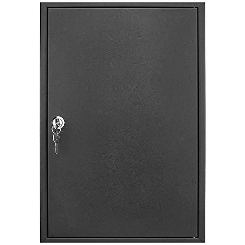 200 Position Key Cabinet with Key Lock and 200 Key Tags, 22“ Wall Mounted Steek Key Lock Box, Black