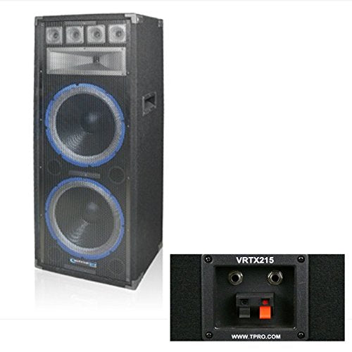 Technical Pro VRTX215 Double 15" Seven Way Carpeted Cabinet Speaker with Steel Grill, Black