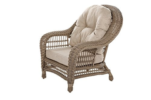 W Unlimited Saturn Collection 2X Patio Chairs Garden Patio Furniture Cappuccino Wicker Outdoor Furniture Beige Cushion Lounger Deep Seating
