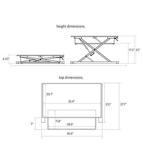 Cooper Standing Desk Converter - 35" Bamboo Height-Adjustable Workspace (Bamboo)