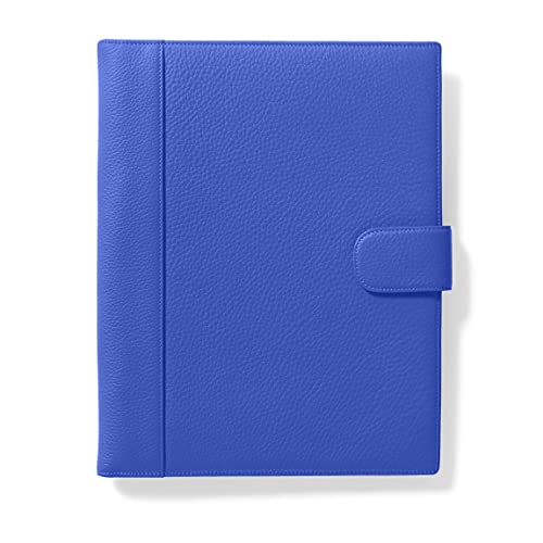 Leatherology Electric Blue Portfolio A4 Organizer with Tablet Pocket, Magnetic Closure, Full Grain Leather