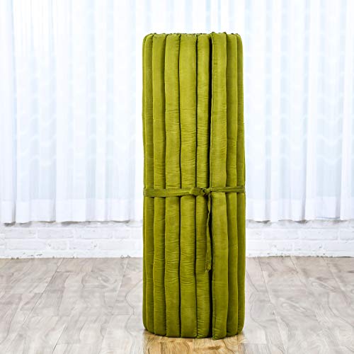 LEEWADEE Rollable Floor Mat L – Comfortable and Rollable Thai Mattress, Soft Massage Mat Filled with Eco-Friendly Kapok, Perfect to Use as a Sleeping Mat 75 x 39 inches, Green