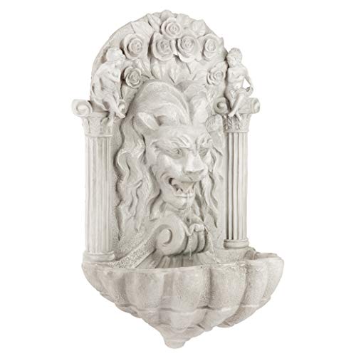Wall Mounted Water Fountain - 3 Foot Tall House of York Lion Fountain - Outdoor Water Feature Wall Niche