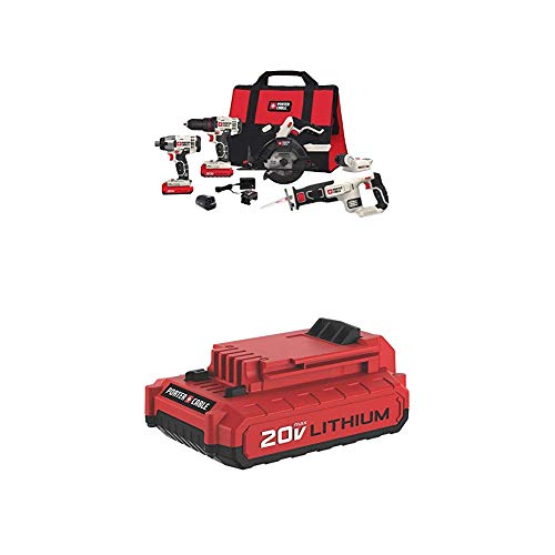 PORTER-CABLE PCCK617L6 20V MAX Lithium Ion 6-Tool Combo Kit with Free USB Device with PCC682L 20V MAX 2.0 Amp Hour Battery