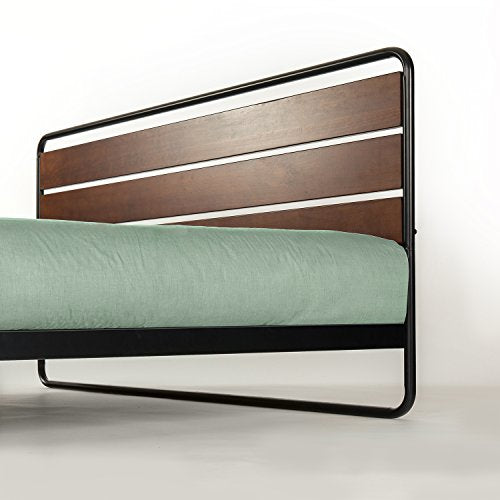 Zinus Therese Metal and Wood Platform Bed with Wood Slat Support, Full