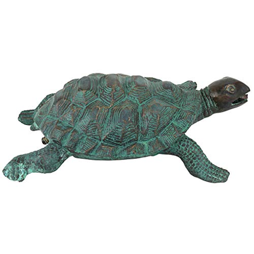Design Toscano Traipsing Turtle Bronze Garden Statue, two tone bronze & verdigris
