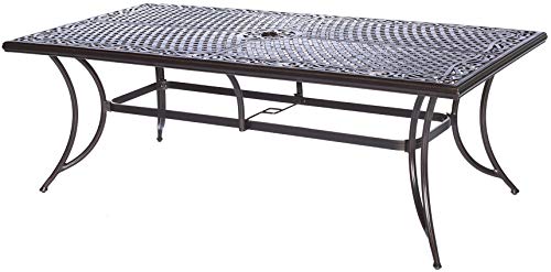 Hanover Traditions 9Pc Cast Aluminum Outdoor Patio Dining Set, 8Swivel Rocker Chairs & 42"x84"Rectangle Table, Red, TRAD9PCSW8-BLU
