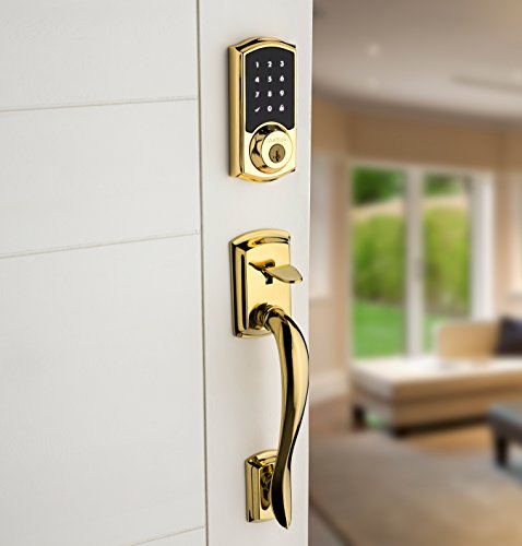 Kwikset 99150-001 SmartCode 915 Touchscreen Electronic UL Deadbolt with Smart Key, Polished Brass