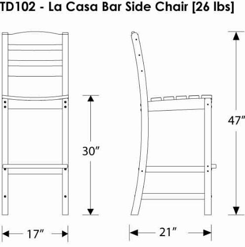 POLYWOOD TD102MA La Casa Café Bar Side Chair, Mahogany