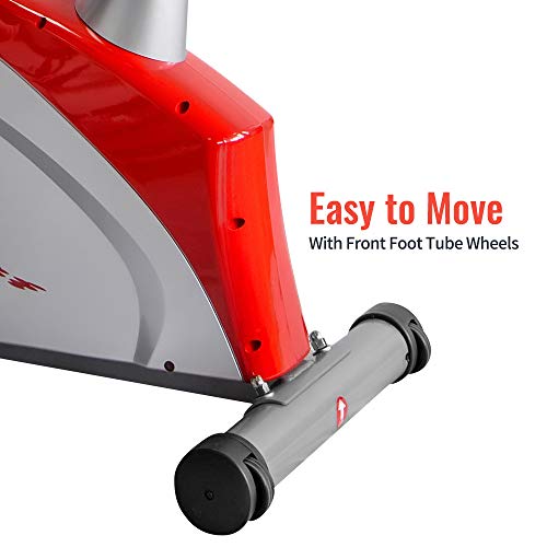 leikefitness Exercise Bike easy to assemble Magnetically Controlled Stationary spin bike Indoor Cycling Upright Bike for Home Gym Cardio Workout 600C (RED)