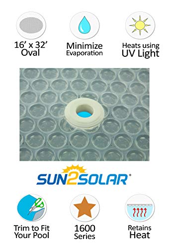 Sun2Solar Clear 16Footx32Foot Oval Solar Cover Heating Blanket 1600 Series w/ 6Pack Heavy Duty Grommets Bundle
