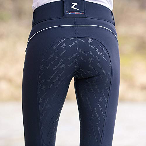 HORZE Nordic Performance Sporty Silicone Grip Full Seat Equestrian Horseback Riding Pants Breeches - Peacoat Dark Blue - US 26