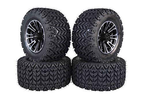 20" Tall MASSFX Black QUAKE Golf Cart Wheel and 20x10-10 Tire kit 10x7 4/101.6 4/4 Rim 4 PACK