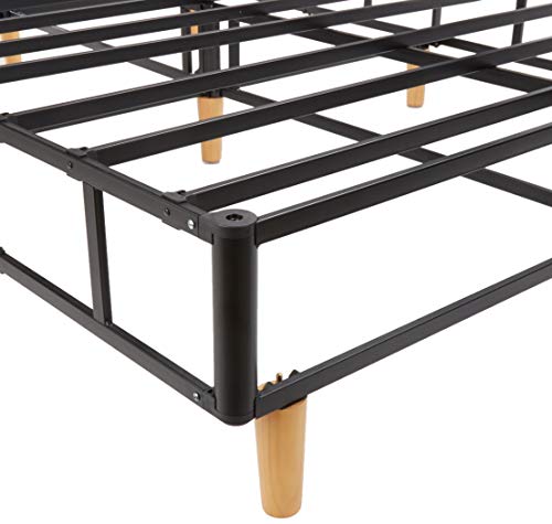 AmazonBasics Premium Foldable Mattress Foundation/Box Spring with Steel Slats and Wood Legs, Tools-free Assembley, King