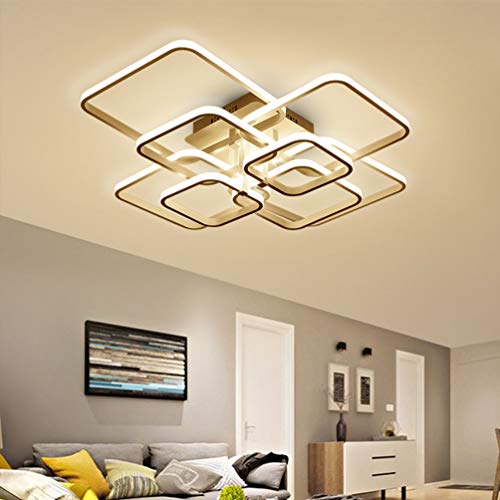 LED Ceiling Light Fixture with Remote Control,Chandelier Modern Acrylic Lighting Flush Mount Lamp 8 Heads for Dining Room Bedroom Square Kitchen Light Fixtures,Dimmable Light Color Changeable (White)