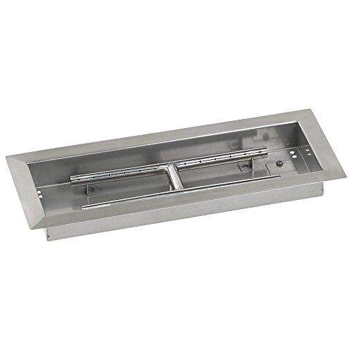 American Fireglass SS-AFPPKIT-N-18 Natural Gas 18" x 6" Rectangular Stainless Steel Drop in Fire Pit Pan with Spark Ignition Kit