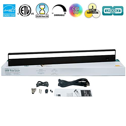 LED Under Cabinet Lighting by NSL - Dimmable Hardwired or Plugged-in installation - 3 Color Temperature Slide Switch - Warm White (2700K), Soft White (3000K), Cool White (4000K) - 40 Inch Black Finish