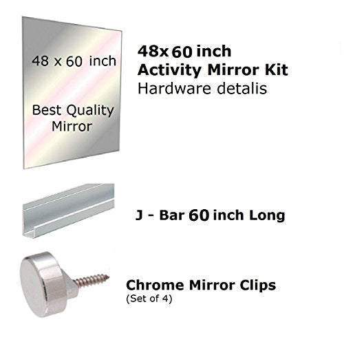 Fab Glass and Mirror GM48x60 Activity Mirror Kit for Gym & Dance with Safety Backing, 48" x 60"