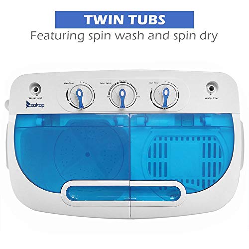 13 Lbs Semi-automatic Twin Tub Washing Machine Portable Mini Compact Washer Machine