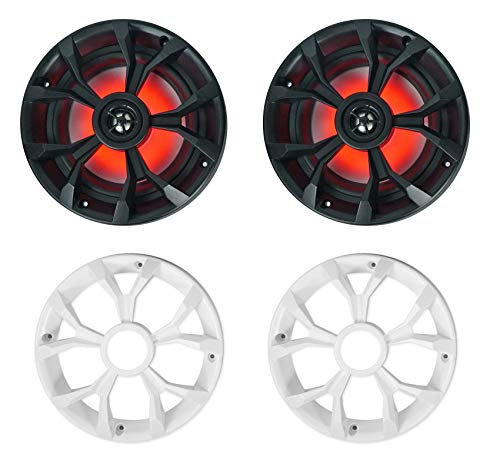 (4) Rockville RKL65MBW 6.5" 700 Watt Marine Boat LED Speakers+Amplifier+Amp Kit