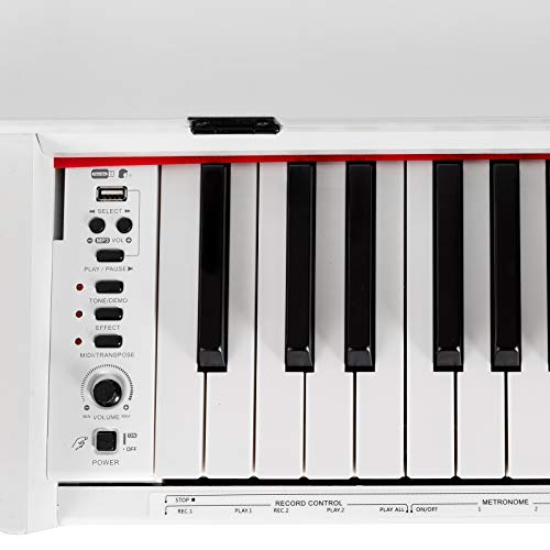 LAGRIMA Digital Piano, 88 Key Electric Keyboard Piano for Beginner/Adults with Padded Piano Bench+Music Stand+Power Adapter+3-Pedal Board+Instruction Book+Headphone Jack(White With 2 Person Bench