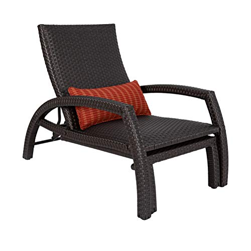 Ulax Furniture Outdoor Wicker Convertible Chaise Lounge Patio Woven Padded 2-Pack Aluminum Lounger Adjustable Chair with Quick Dry Foam and Sunbrella Pillow