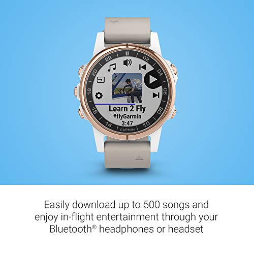 Garmin D2 Delta S, Smaller-Sized GPS Pilot Watch, Includes Smartwatch Features, Heart Rate and Music, Rose Gold with Beige Leather Band