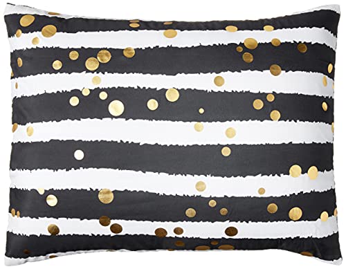 Latitude Gold Glitter Stripe Bed in A Bag, Queen, White/Black