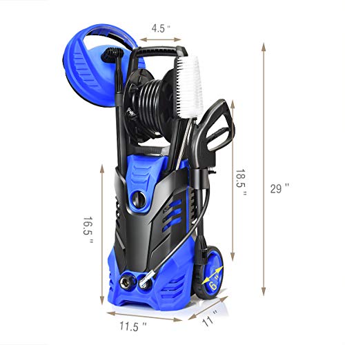 Goplus 3000PSI Electric High Pressure Washer, 2 GPM 2000W Portable Power Washer Deck Patio Cleaner with Nozzles (Blue)
