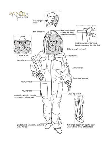 Oz Armour Beekeeping Suit Ventilated Super Cool Air Mesh with Fencing & Round Brim Hat (XXX-Large)