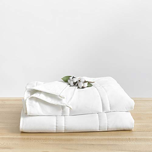 Baloo Weighted Blanket for Adults 60x80 inches, Fits Queen Size Bed TOP, Eco-Friendly Luxury, Chemical-Free, Soft Cool Cotton White