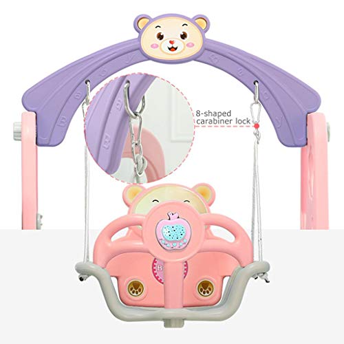 Toddler Climber and Swing Set, 6 in 1 Kids Indoor & Outdoor Slide Swing Playset W/Basketball Hoop, Football Gate, Baseball Bat, Easy Climb Stairs for Infant Playground Games (from US, Multicolour)