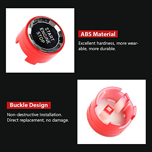 LECART Crystal Red Car Start Stop Engine Push Button Cover Start Ignition Button Cover Cap Push to Start Button Caps Compatible with BMW 1 2 3 4 5 6 7 Series X1 X2 X3 X4 X5 X6 F Chassis G Chassis