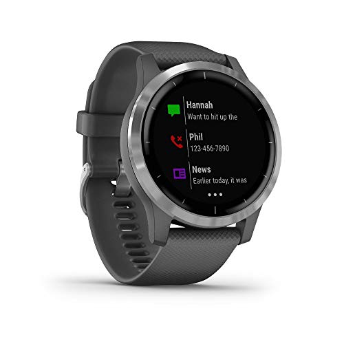 Garmin 010-02174-01 Vivoactive 4 Smartwatch Shadow Gray/Stainless Bundle with 1 Year Extended Warranty
