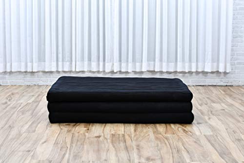 Leewadee Large Foldable Thai Mattress, 82x46x3 inches, Guest Bed Tri-Fold Yoga Floor Mat Thai Massage Pad TV Floor Seat with Backrest Game Chair Eco-Friendly Organic and Natural, Kapok, Anthracite
