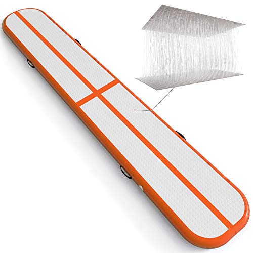 Happybuy 10ft 13ft 16ft 20ft 23ft 26ft 30ft Air Track 4 inches Airtrack Inflatable Air Track Tumbling Mat for Gymnastics Martial Arts Cheerleading Tumble Track without Pump Orange 10ft 20x4in