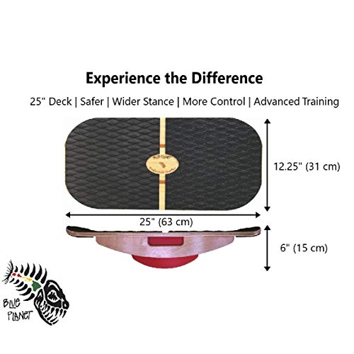 Blue Planet Balance Surfer 7-in-1 Bamboo Wooden Board Trainer Great For Standing Desks, Surfing, SUP, Yoga, Physical Therapy, Exercise (Clear Skate)