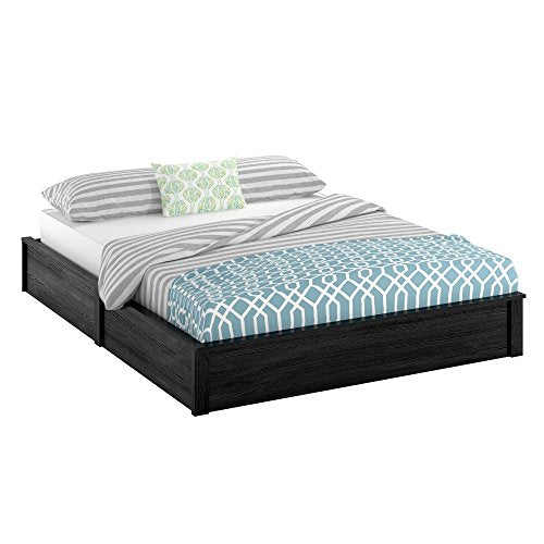Ameriwood Home Queen Platform Bed Frame, Black Oak